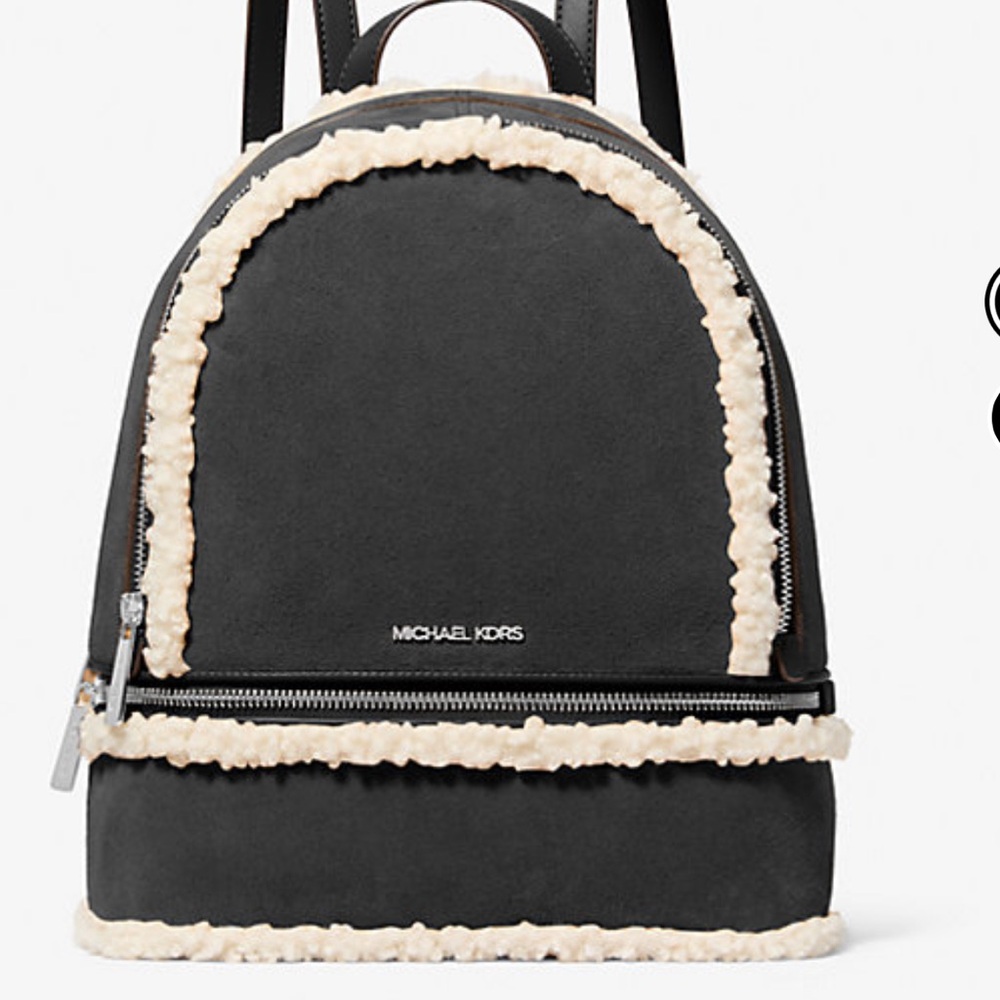 MICHAEL KORS Rhea Medium Suede and Faux Shearling Backpack
Black
NWT - Picture 2 of 16